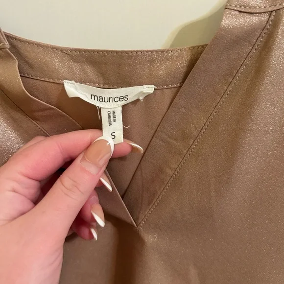 Maurices metallic elegant Women's Tan Blouse - Picture 2 of 4